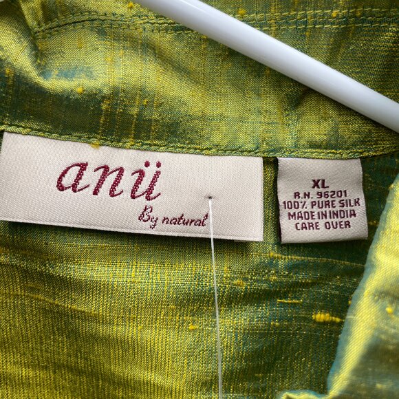 NEW Anu by Natural Womens Small Silk Green Button-Up Shirt Jacket  Artsy NWT - Picture 5 of 8